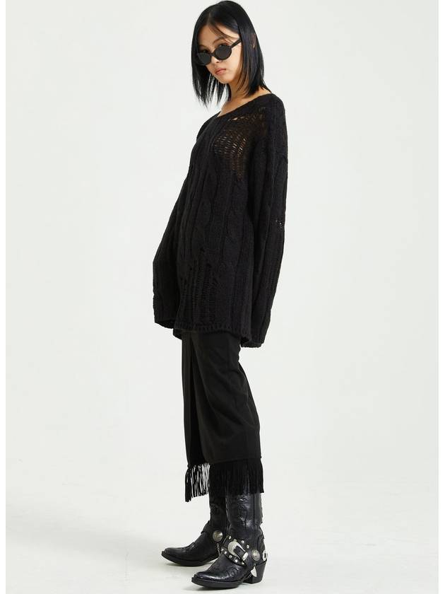 Damage Alpaca Wool Knit Top Black - RAWMANTICS - BALAAN 2