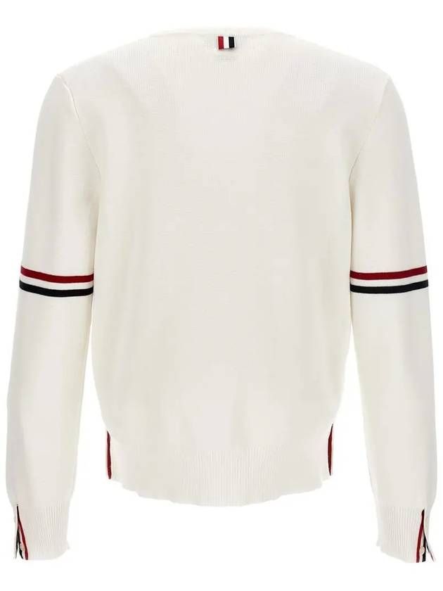 Men's Milan Stitch Armband Crew Neck Knit Top White - THOM BROWNE - BALAAN 4