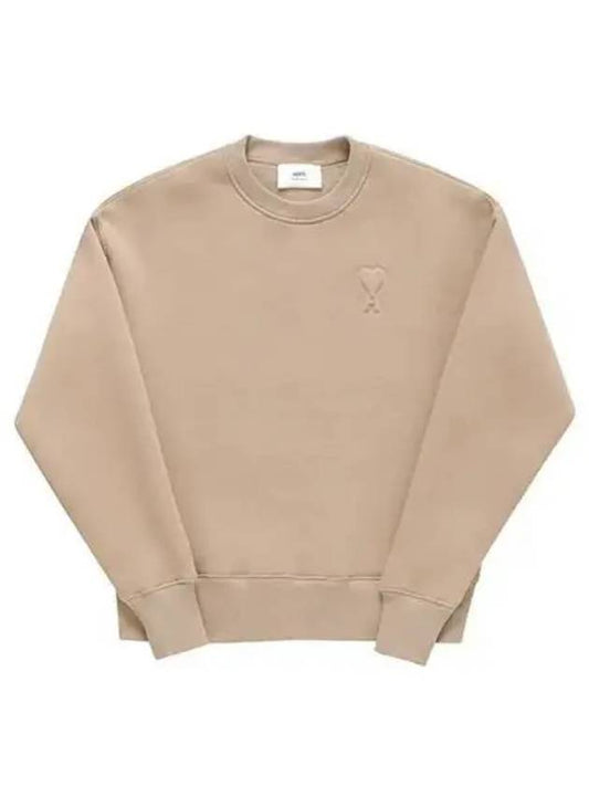 De Coeur Embossed Logo Crewneck Sweatshirt Marron Tan - AMI - BALAAN 2