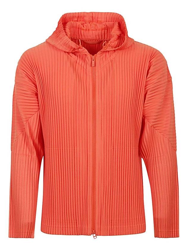 Pleated Zip Up Hoodie Orange - ISSEY MIYAKE - BALAAN 1