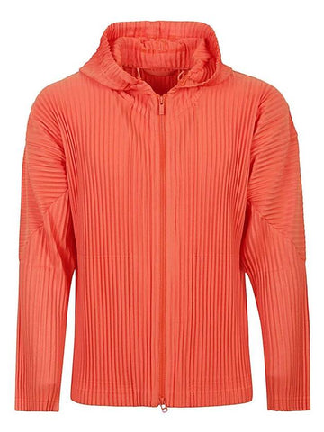 Pleated Zip Up Hoodie Orange - ISSEY MIYAKE - BALAAN 1