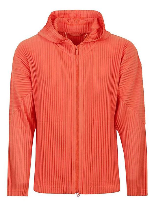 Pleated Zip Up Hoodie Orange - ISSEY MIYAKE - BALAAN 1