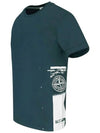 Men's Side Graphic Print Short Sleeve T-Shirt Navy - STONE ISLAND - BALAAN 4