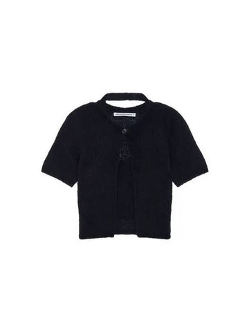 Halterneck layered short sleeve cardigan black 271723 - ALEXANDER WANG - BALAAN 1