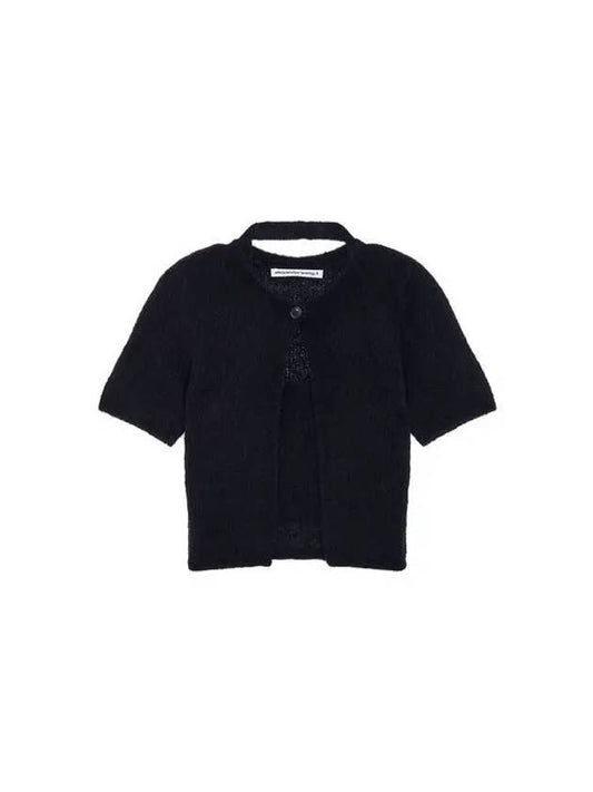 Halterneck layered short sleeve cardigan black 270985 - ALEXANDER WANG - BALAAN 1