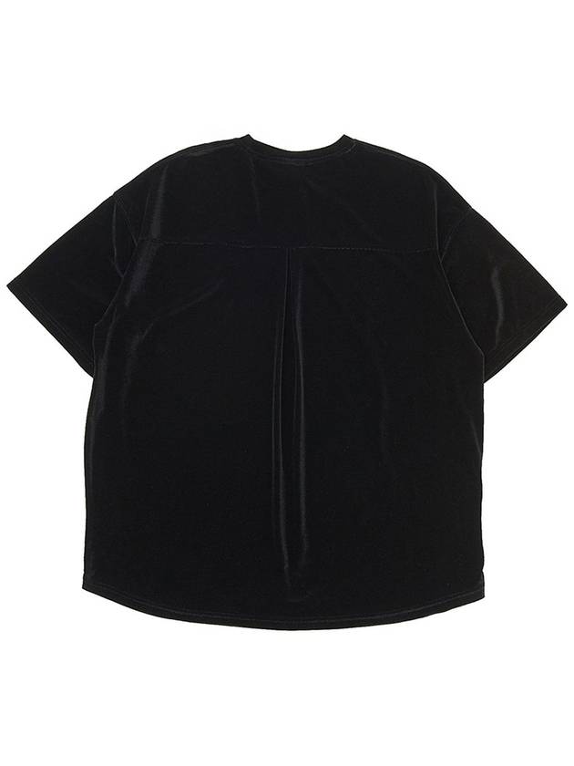 Drop Shoulder Velvet Short Sleeve T-Shirt Black - A NOTHING - BALAAN 3