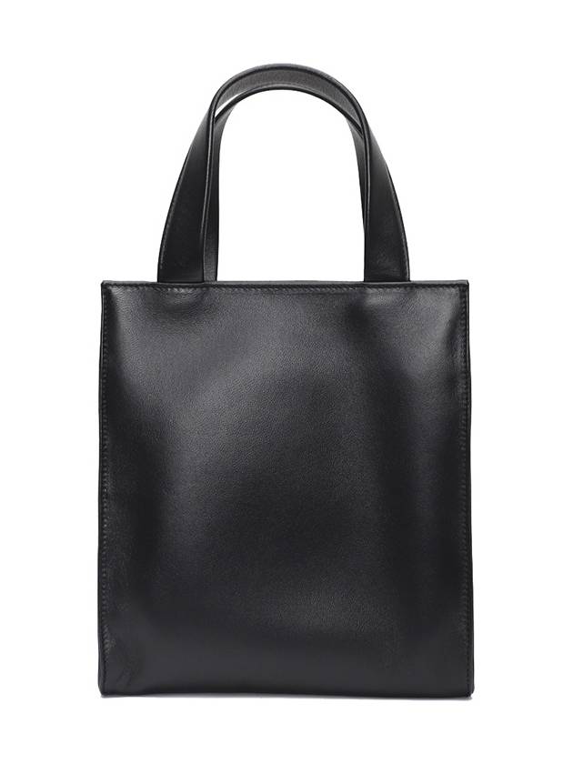 Triangle Logo Pocket Leather Tote Bag Black - PRADA - BALAAN 4