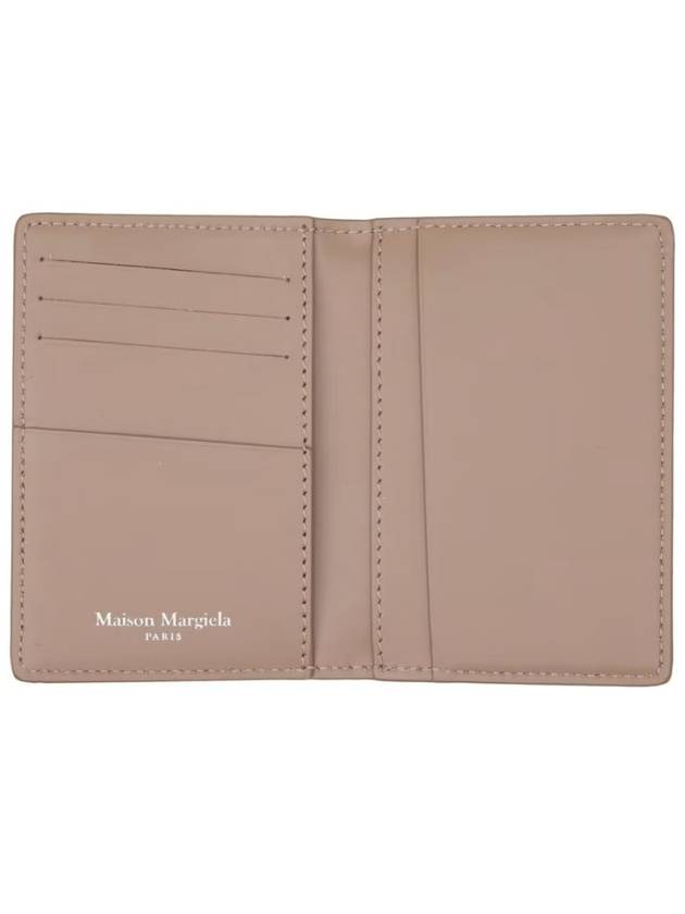 Stitched Bi-Fold Leather Card Wallet Beige - MAISON MARGIELA - BALAAN 4