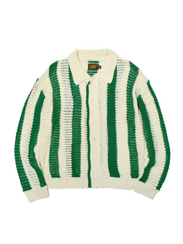 Stripe Netted Cotton Cardigan Green - OGARP - BALAAN 2