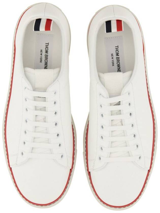 Tennis Vitello Calf Leather Low Top Sneakers White - THOM BROWNE - BALAAN 13