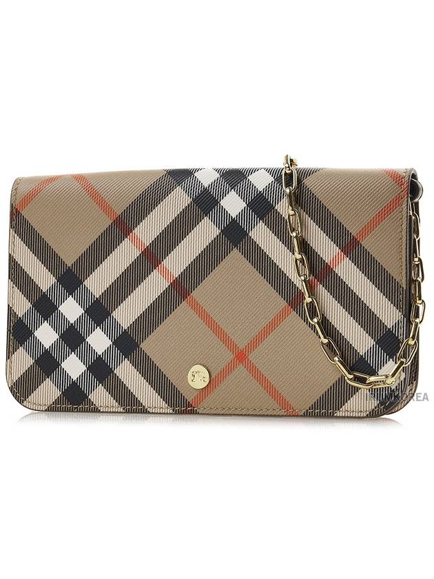 Check Chain Strap Cross Bag Sand - BURBERRY - BALAAN 3