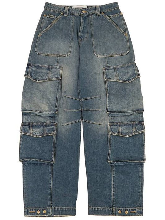 Distressed Finish Denim Wide Jeans Blue - GOLDEN GOOSE - BALAAN 2