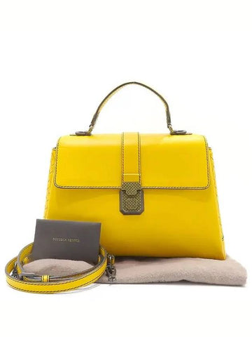 498993 Yellow Calf Leather Intrecciato Piazza M Top Handle Tote Bag Shoulder Strap 2WAY - BOTTEGA VENETA - BALAAN 1