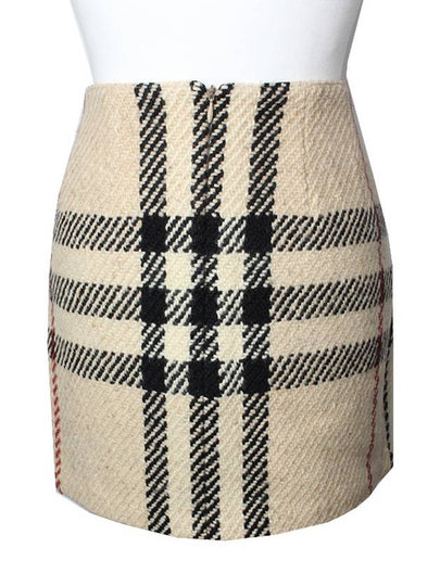 Beige pure wool check skirt 44 - BURBERRY - BALAAN 2