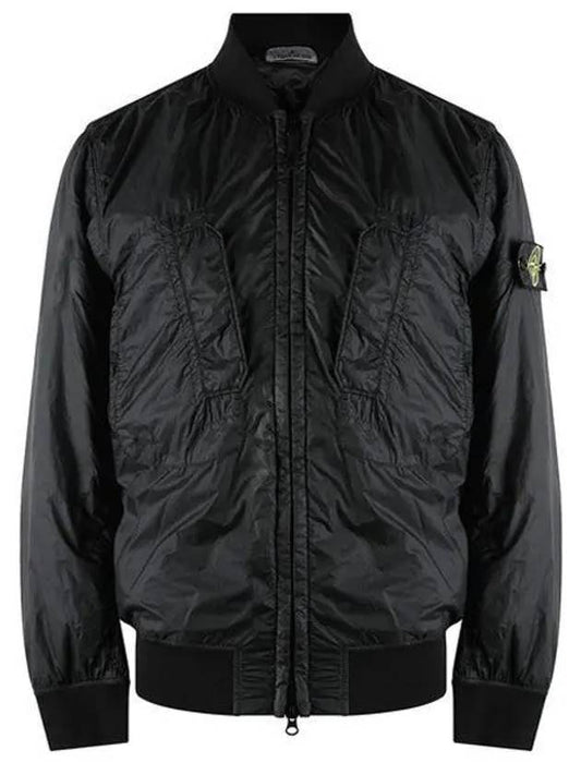 Logo Patch Bomber Jacket Black - STONE ISLAND - BALAAN 2