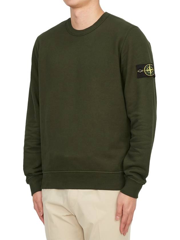 Brushed Cotton Fleece Garment Dyed Crewneck Sweatshirt Olive Green - STONE ISLAND - BALAAN 3