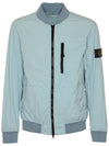 Men's Nylon Logo Bomber Jacket Aqua - STONE ISLAND - BALAAN.