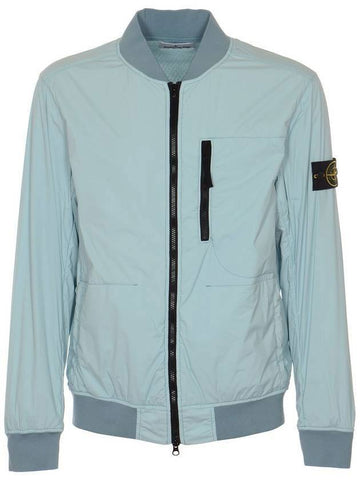 Skin Touch Nylon Garment Dyed Bomber Jacket Aqua - STONE ISLAND - BALAAN 1