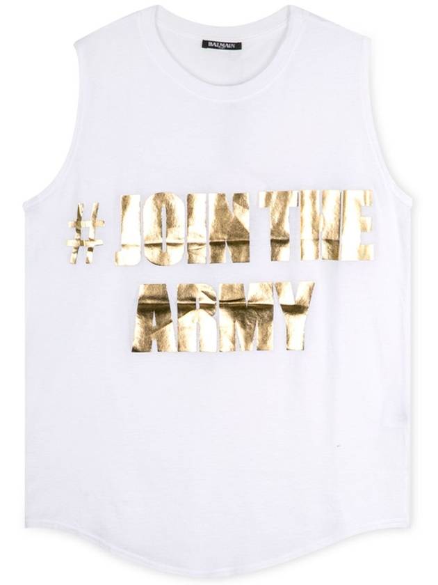 Women s Gold Print White Tank Top 8978 568I C0001 - BALMAIN - BALAAN 3