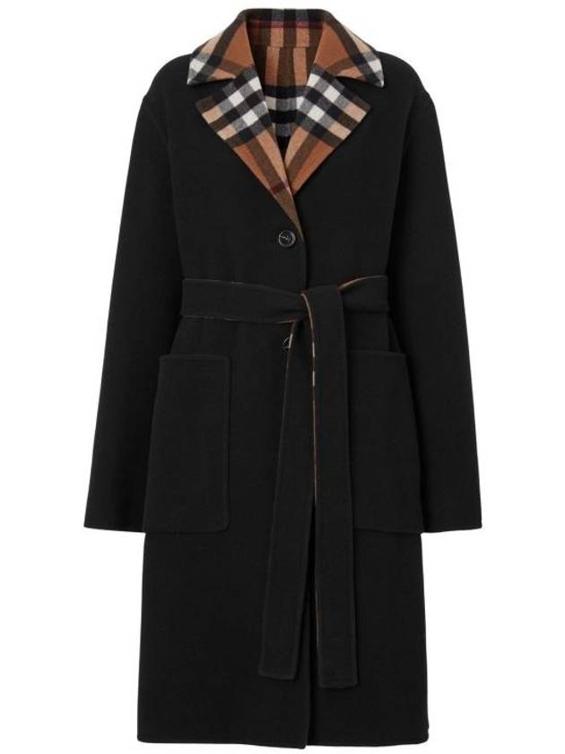 Reversible Check Wool Single Coat Black - BURBERRY - BALAAN 2