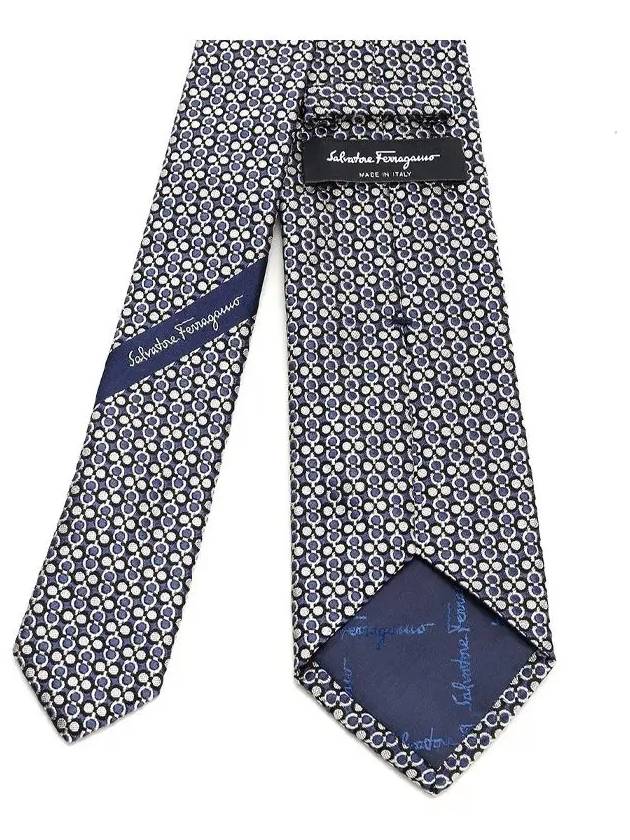 Gancini Jacquard Silk Tie Navy - SALVATORE FERRAGAMO - BALAAN 3