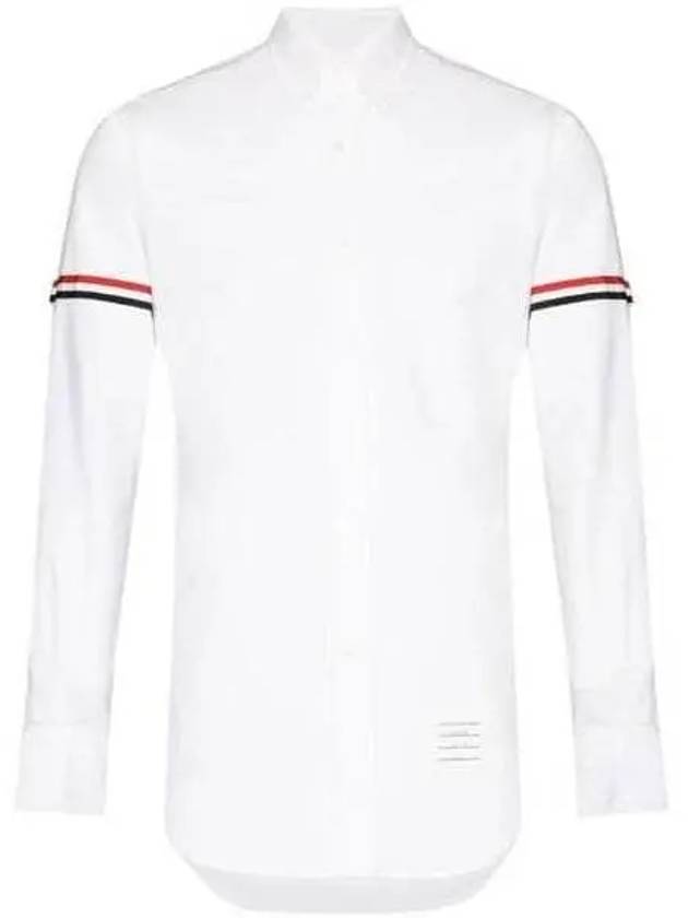 Oxford Striped Grosgrain Armband Classic Long Sleeve Shirt White - THOM BROWNE - BALAAN 2