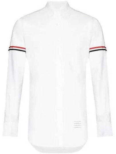 Oxford Striped Grosgrain Armband Classic Long Sleeve Shirt White - THOM BROWNE - BALAAN 2