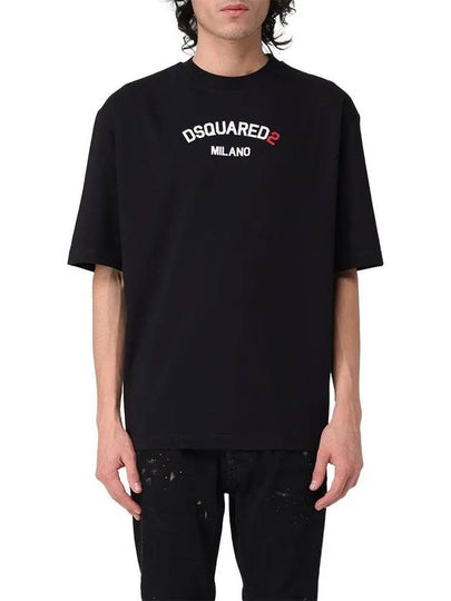 Logo Print Short Sleeve T Shirt Black - DSQUARED2 - BALAAN 2