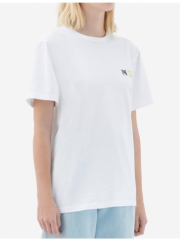 Double Monochrome Fox Head Patch Classic Short Sleeve T-Shirt White - MAISON KITSUNE - BALAAN 5