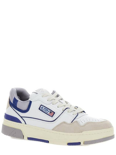 White Low Top Sneakers With Blue Details And Logo Patch In Leather Man - AUTRY - BALAAN 2