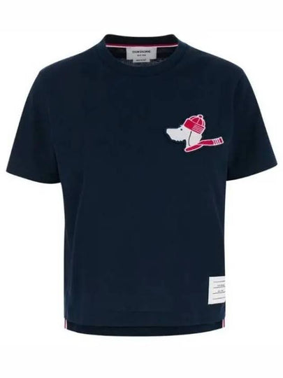 Festive Jersey Button Hector Short Sleeve T Shirt Navy - THOM BROWNE - BALAAN 2