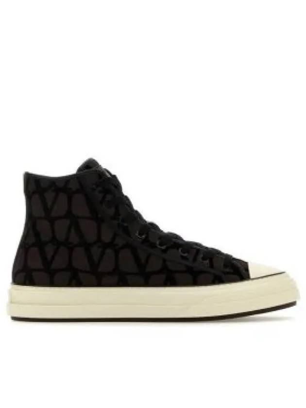 Men's Iconographe Canvas High Top Sneakers Brown - VALENTINO - BALAAN 2