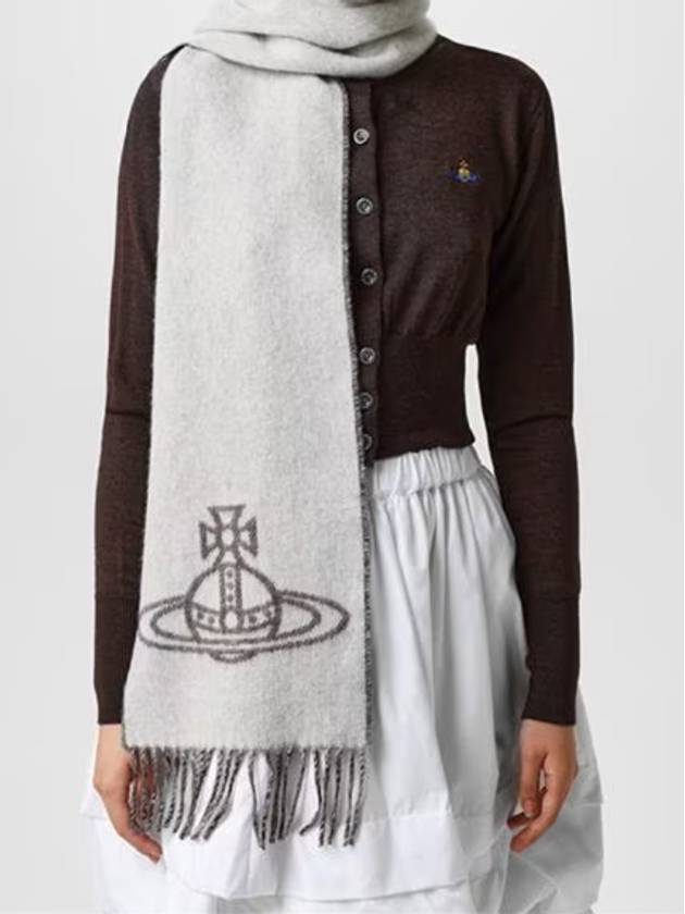 double face jacquard logo muffler scarf off white - VIVIENNE WESTWOOD - BALAAN 7