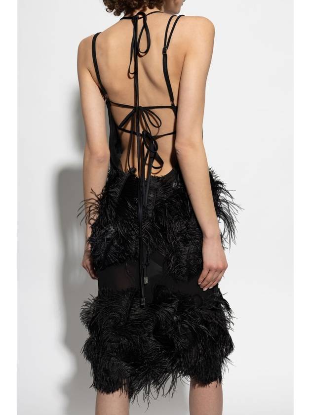 The Attico Dress With Ostrich Feathers, Women's, Black - THE ATTICO - BALAAN 4