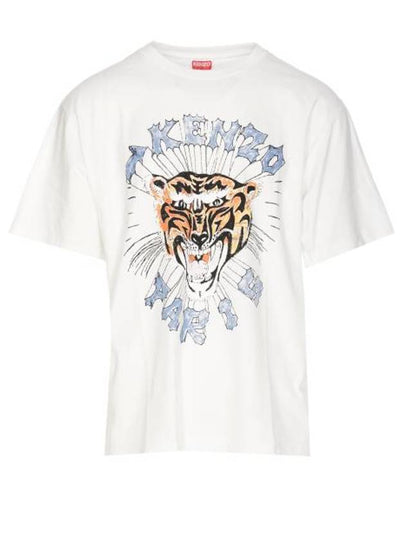 Tiger Logo Printed Cotton Short Sleeve T-Shirt White - KENZO - BALAAN 2