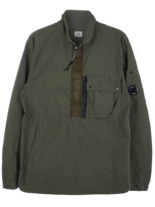 Men's Flat Nylon Lens Over Anorak Khaki - CP COMPANY - BALAAN.