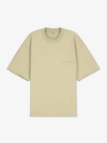 Stand up short sleeve t shirt light khaki A23ST01SULIKH - AURALEE - BALAAN 1