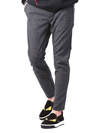 Men's Check Pattern Slacks Grey - LANVIN - BALAAN 1