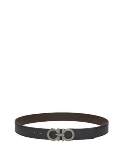 Gancini Reversible Adjustable Leather Belt Black Dark Brown - SALVATORE FERRAGAMO - BALAAN 2