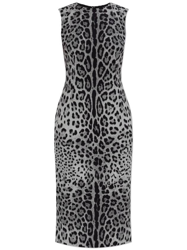 Dolce & Gabbana Silk Dress With Animal Motif, Women's, Grey - DOLCE&GABBANA - BALAAN 1