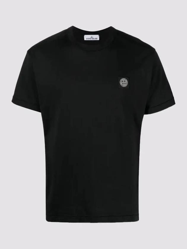 Logo Patch Short Sleeves T-Shirt Black - STONE ISLAND - BALAAN 2