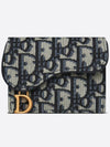 Saddle Flap Card Holder Blue  Oblique Jacquard - DIOR - BALAAN 2