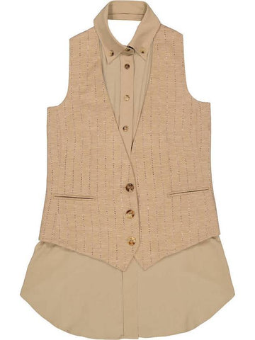 Blend Detail Wool Vest Pecan Melange - BURBERRY - BALAAN 1