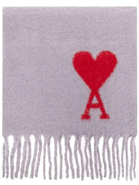 Heart Logo Oversized Wool Fringe Scarf Parma - AMI - BALAAN.