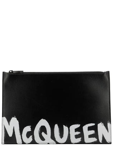 Graffiti Logo Clutch Bag Black - ALEXANDER MCQUEEN - BALAAN 1