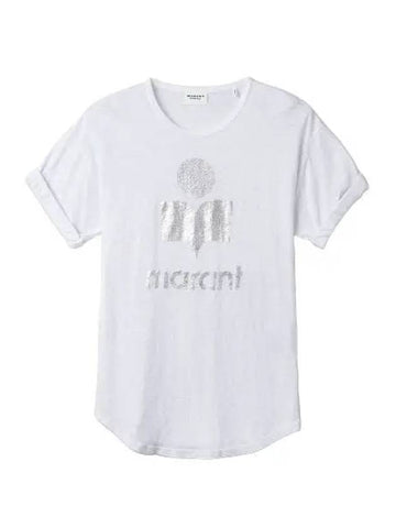 Coldy Logo Short Sleeve T Shirt White Silver - ISABEL MARANT - BALAAN 1