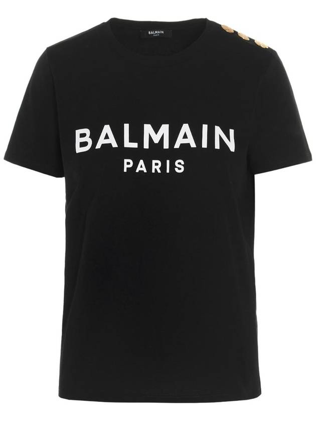 Logo Crew Neck Short Sleeve T-Shirt Black - BALMAIN - BALAAN 1