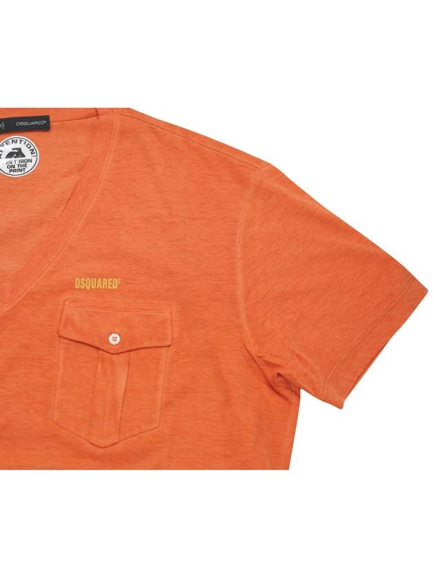 V-Neck Pocket Short Sleeve T-Shirt Orange - DSQUARED2 - BALAAN 7