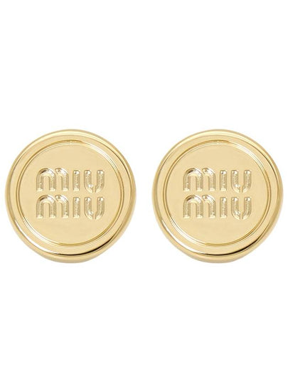 Round Logo Earrings Gold - MIU MIU - BALAAN 2