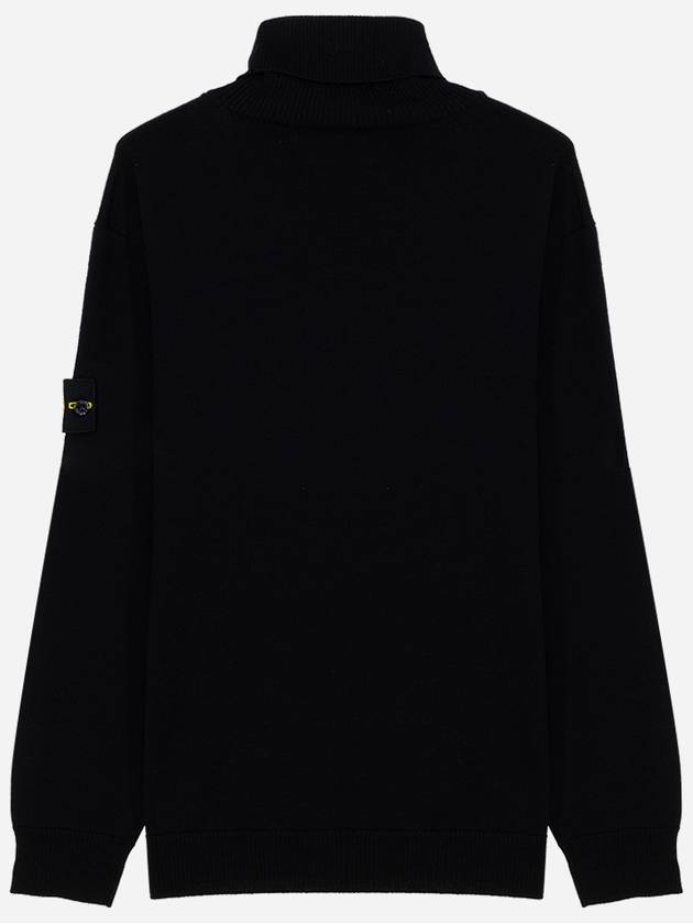 Logo Patch Wool Turtleneck Black - STONE ISLAND - BALAAN 6